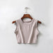 Color-Summer New Women Clothing Top Riding Vest Cotton Solid Color Wide-Brimmed Short Cropped Tank Top-Fancey Boutique