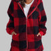 Color-S-Plaid Zip-Up Hooded Jacket with Pockets-Fancey Boutique