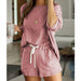 Color-New Casual Pajamas Suit Women round Neck Solid Color Pajamas-Fancey Boutique