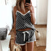 Color-Black-Summer New Printed Suspender Pajamas Two Piece Set Home Wear Suit-Fancey Boutique