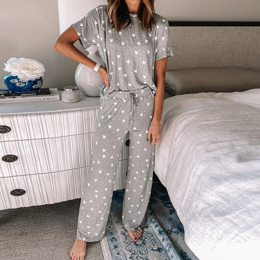 Color-Gray-New Women Clothing Printed Two Piece Suit Pajama Set Pajamas-Fancey Boutique