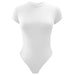 Color-White-Solid Color Bottoming WomenClothing Basic Casual Short Sleeve round Neck Tight Bodysuit Summer-Fancey Boutique