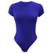 Color-Blue-Solid Color Bottoming WomenClothing Basic Casual Short Sleeve round Neck Tight Bodysuit Summer-Fancey Boutique