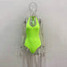 Color-fluorescent green-Summer Halter Backless Bikini Swimsuit Bodysuit Women New-Fancey Boutique