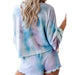 Color-Tie-Dye Printing Casual Sports Sweater Home Half Sleeve Ruffled two piece set Women-Fancey Boutique