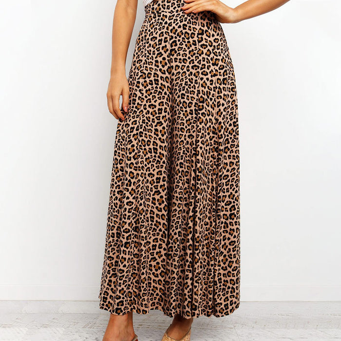 Color-Summer Pants Printed Polka Dot Leopard Print High Waist Loose Wide Leg Pants Straight Casual Pants-Fancey Boutique