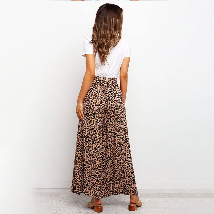 Color-Summer Pants Printed Polka Dot Leopard Print High Waist Loose Wide Leg Pants Straight Casual Pants-Fancey Boutique