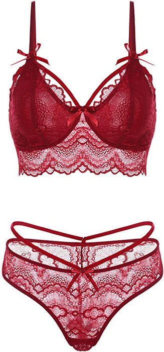 Color-Widened Lace Edge Sexy Deep V Plunge Plunge Bra Set Top Thin Bottom Thick Push up Sexy Lingerie-Fancey Boutique