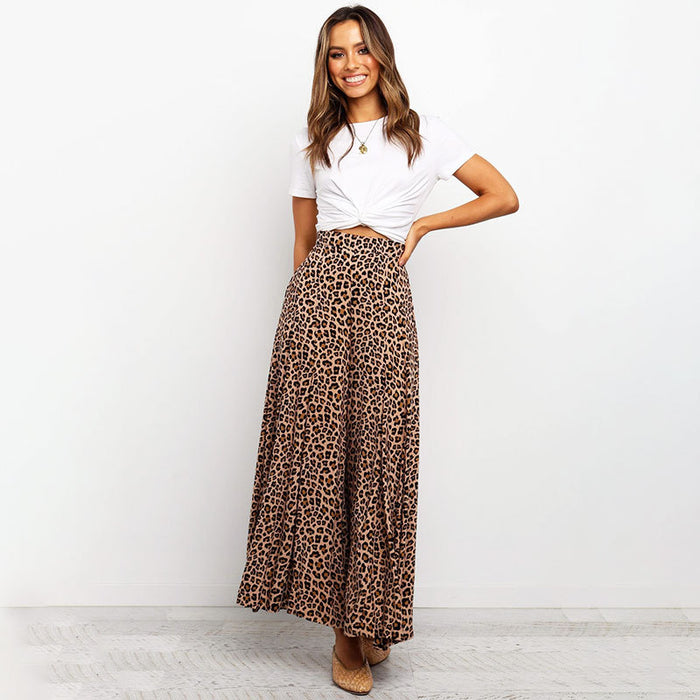 Color-Summer Pants Printed Polka Dot Leopard Print High Waist Loose Wide Leg Pants Straight Casual Pants-Fancey Boutique