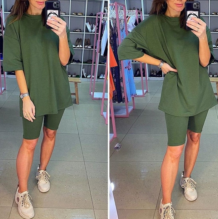 Color-Women Clothing Two-piece Set With Belt Solid Color Home Loose Sports Casual Set-Fancey Boutique