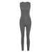 Color-Gray-Spring Women Sleeveless Slim High Top Sports Jumpsuit-Fancey Boutique