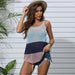 Color-Women Knitted Camisole Summer Casual Striped Color Matching U-Shaped Collar Top Women-Fancey Boutique