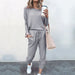 Color-Light Gray-Autumn Winter Women Clothing Home Loose Fitting Solid Color Long Sleeves Casual sets Women-Fancey Boutique