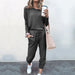 Color-Dark Grey-Autumn Winter Women Clothing Home Loose Fitting Solid Color Long Sleeves Casual sets Women-Fancey Boutique