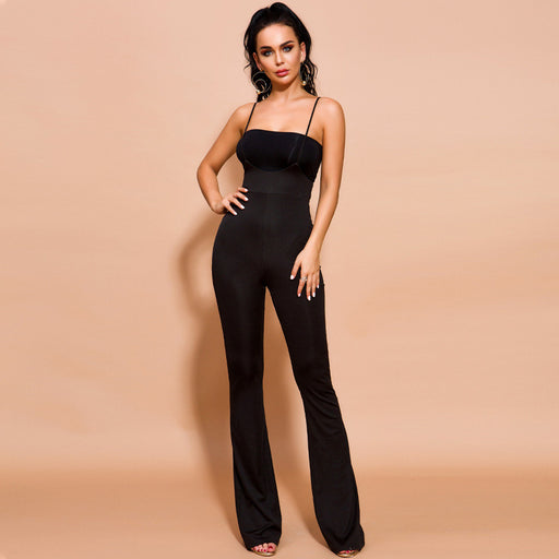 Color-Sexy High Waist Slim Sleeveless Suspender Trousers Jumpsuit for Women-Fancey Boutique