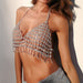 Color-Silver-Nightclub Sexy Transparent Super Shiny Tassel Diamond Net Bra Chain Body Clothes-Fancey Boutique