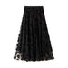 Color-Flocking Mesh Skirt Women Summer Mid-Length Slimming Draping Gauze Skirt Super-Fairy Fairy Pleated Skirt-Fancey Boutique