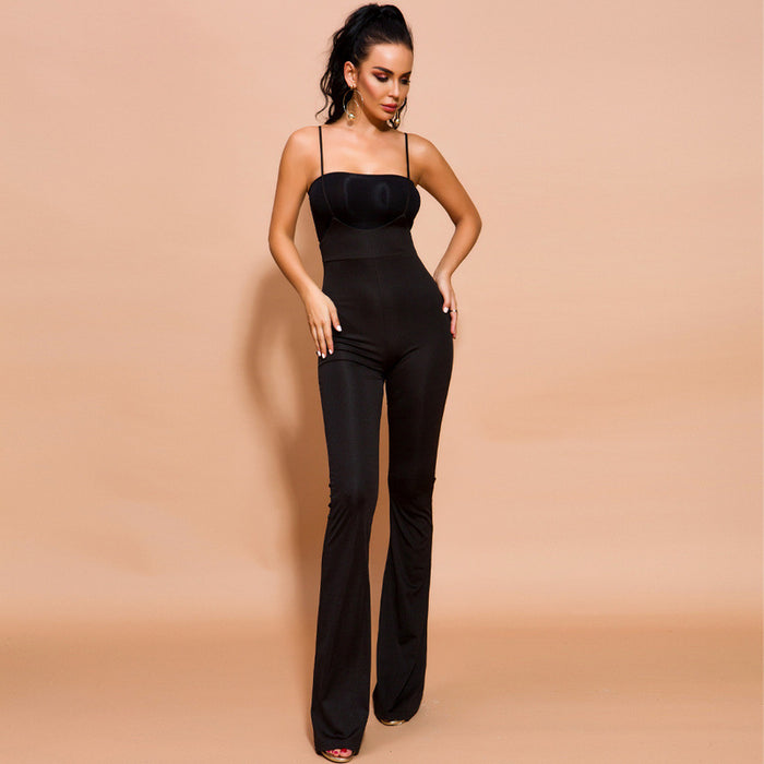 Color-Sexy High Waist Slim Sleeveless Suspender Trousers Jumpsuit for Women-Fancey Boutique