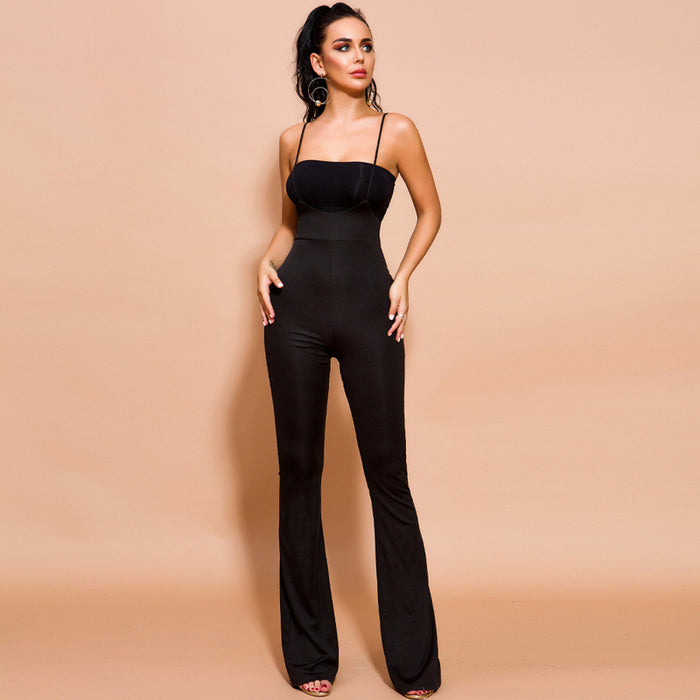 Color-Sexy High Waist Slim Sleeveless Suspender Trousers Jumpsuit for Women-Fancey Boutique