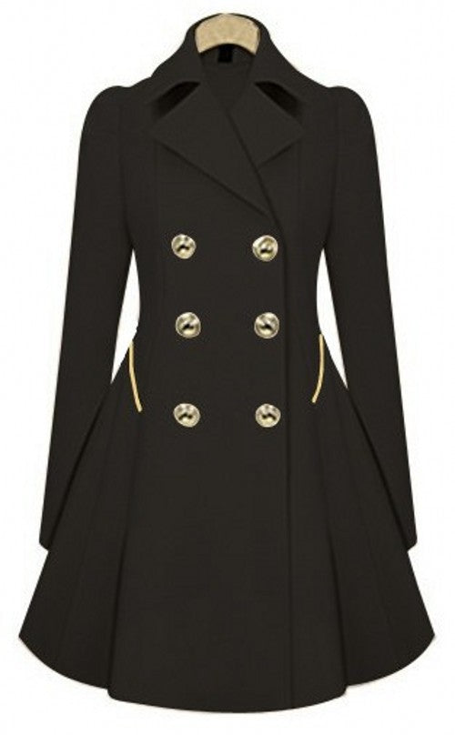 Color-Black-Slim Fit Mid Length Office Coat plus Size Women Spring Autumn Trench Coat-Fancey Boutique