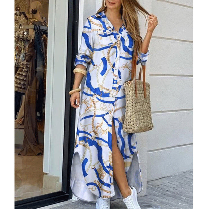 Color-Women Clothing Spring Summer Printed Sexy Shirt Dress-Fancey Boutique