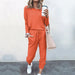 Color-Orange-Autumn Winter Women Clothing Home Loose Fitting Solid Color Long Sleeves Casual sets Women-Fancey Boutique