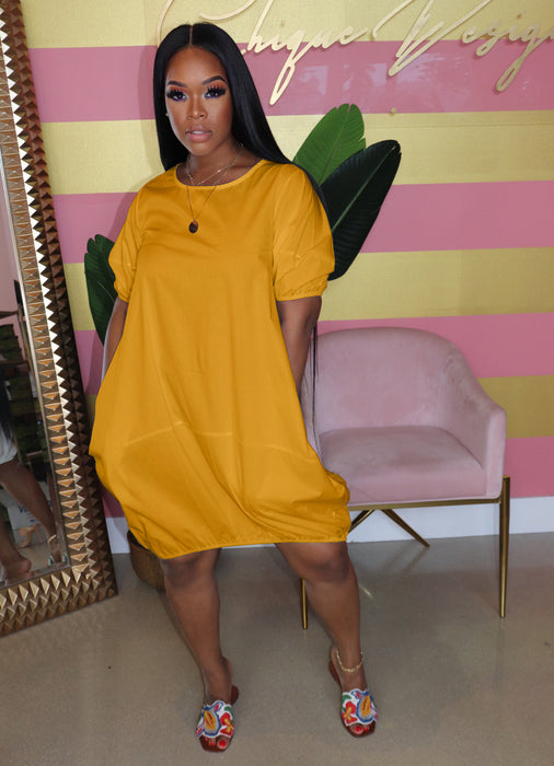 Color-Women Clothing Dress Puffy Large T shirt Lantern Dress Short Sleeve Summer-Fancey Boutique