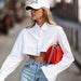 Color-Pure Cotton Short Long Sleeve Design White Shirt Top Sexy Women Clothing-Fancey Boutique