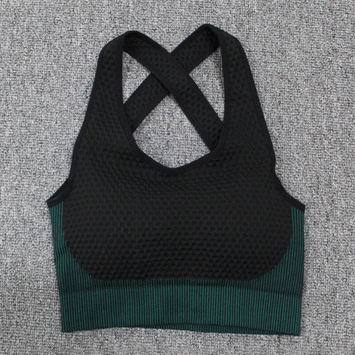 Color-blackish green-Yoga Vest Sports Bra Seamless Underwear Shockproof Beauty Back Quick-Drying Bra Running Exercise Underwear-Fancey Boutique