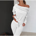 Color-Solid Color Casual Set Off-shoulder Bow Slim Fit Homewear Suits Loungewear-Fancey Boutique