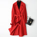 Color-Red-Double-Faced Woolen Goods Cashmere Coat Mid-Length Slim Fit Slimming Hepburn Woolen Coat-Fancey Boutique
