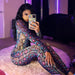 Color-Summer Women Snake Pattern Long Sleeve Tight Jumpsuit One Piece Trousers-Fancey Boutique