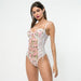 Color-Arrival Mesh See-through Printing One-Piece Sexy Underwear-Fancey Boutique