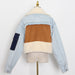 Color-Lamb Wool Coat Winter Color Contrast Stitching Loose Thick Denim Casual Women Top-Fancey Boutique