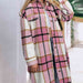 Color-Plaid Collared Neck Button Down Longline Jacket-Fancey Boutique