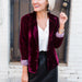 Color-Burgundy-Fall Women Clothing Coat Top Slim Fit Long Sleeve Pleuche Small Blazer-Fancey Boutique