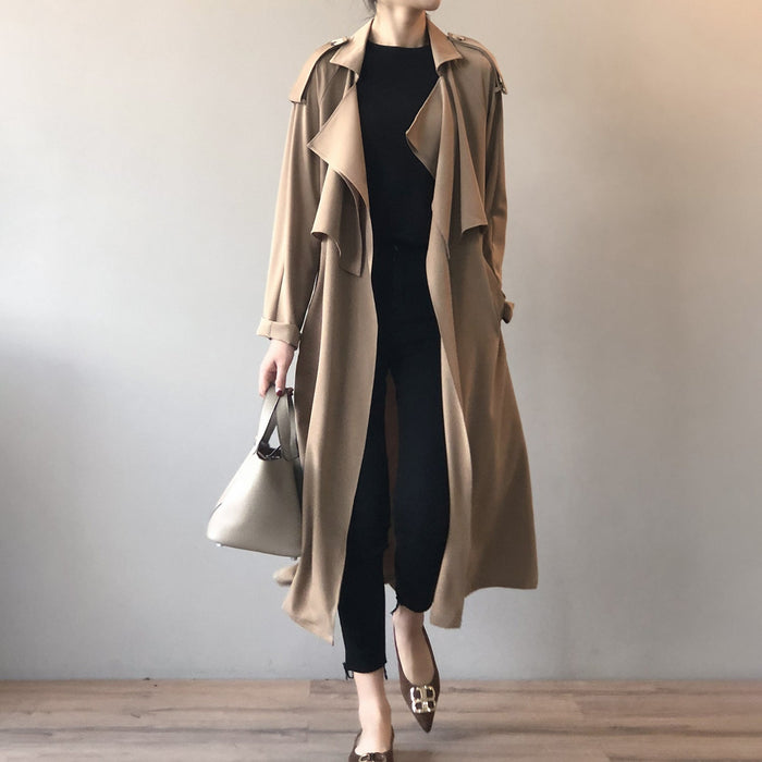 Color-Autumn New Fashion Elegant Long Trench Coat For Women Retro British Baggy Coat Women-Fancey Boutique