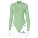 Color-Green-Long-sleeve Zipper Slim Fit Slim Looking Base Bodysuit Autumn-Fancey Boutique