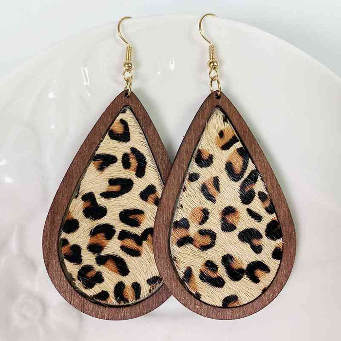 Color-One Size-Teardrop Shape Wooden Dangle Earrings-Fancey Boutique