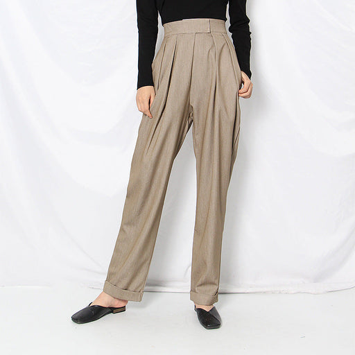Color-Coffee-Niche Wide Leg Pants Spring High Waist Ruched Casual Loose Radish Women Casual Pants-Fancey Boutique