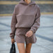 Color-Autumn Winter Solid Color Long Sleeve Shorts Sweater Suit For Women-Fancey Boutique