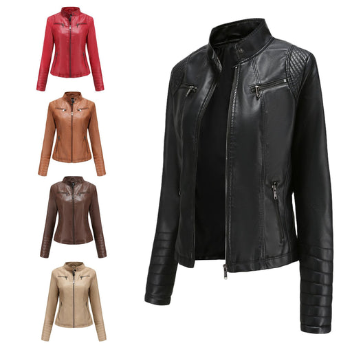 Color-New Women Leather Clothing Women Spring Autumn Thin Motorcycle Clothing Size Leather Coat Short Chic Women Jacket-Fancey Boutique