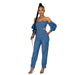 Color-Denim Women Wear off-Shoulder Denim Set-Fancey Boutique