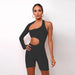 Color-Women Clothing Spring Long Sleeve Sexy Hollow Out Cutout Sports Romper-Fancey Boutique