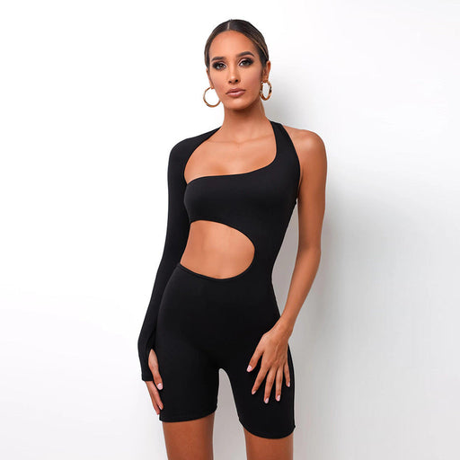Color-Women Clothing Spring Long Sleeve Sexy Hollow Out Cutout Sports Romper-Fancey Boutique