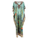 Color-Peacock Feather-Polyester Feather Print Beach Cover up Sexy Deep V Plunge neck Vacation Sun Protection Shirt Dress Beach Cover Up-Fancey Boutique