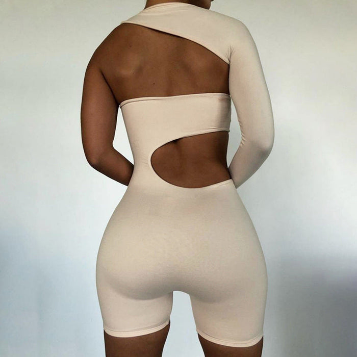 Color-Women Clothing Spring Long Sleeve Sexy Hollow Out Cutout Sports Romper-Fancey Boutique