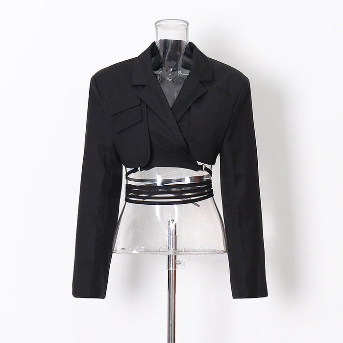 Color-Black Coat-Spring two piece set Blazer Women Irregular Asymmetric Skirt Design Fried Street Gas Field Trendy Suit-Fancey Boutique