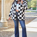 Color-Double Take Full Size Checkered Button Front Coat with Pockets-Fancey Boutique