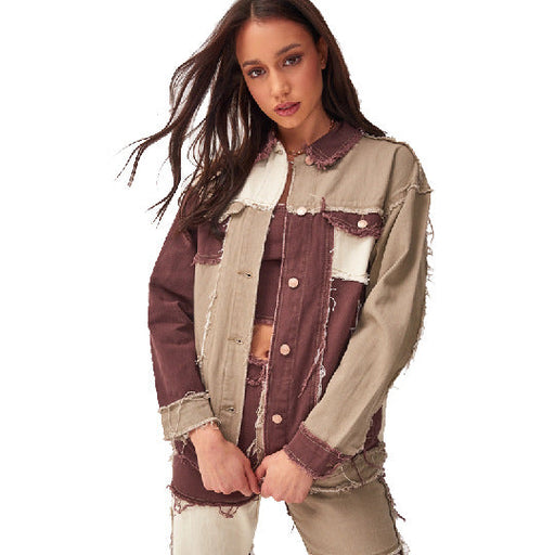 Color-Brown-Women Clothing Jacket Denim Coat-Fancey Boutique